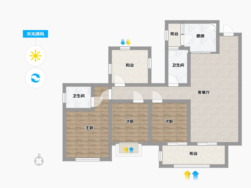 广西壮族自治区-南宁市-武鸣彰泰滨江学府-93.15-户型库-采光通风