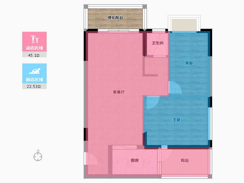 广西壮族自治区-南宁市-轨道御水雅居-65.26-户型库-动静分区