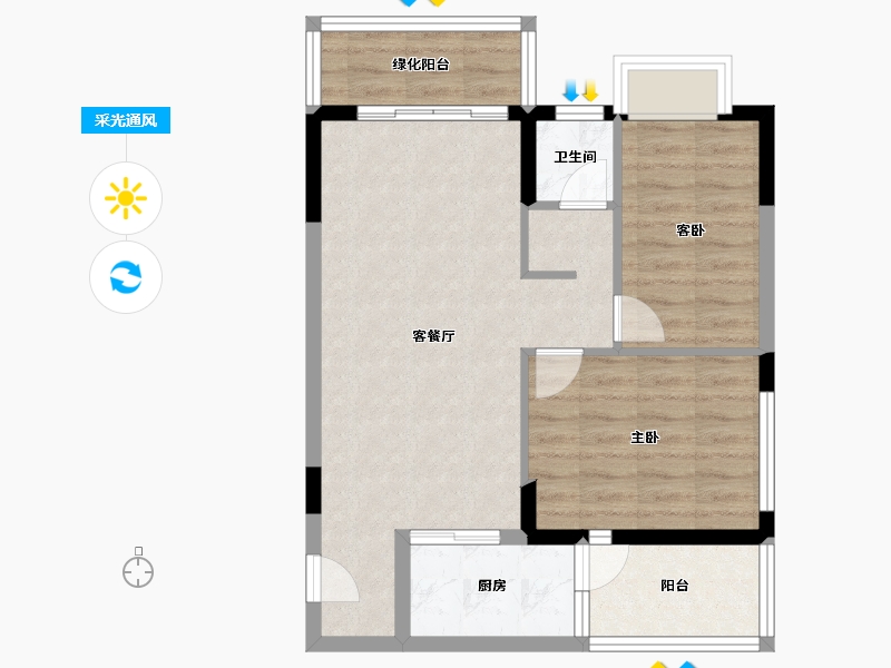 广西壮族自治区-南宁市-轨道御水雅居-65.26-户型库-采光通风