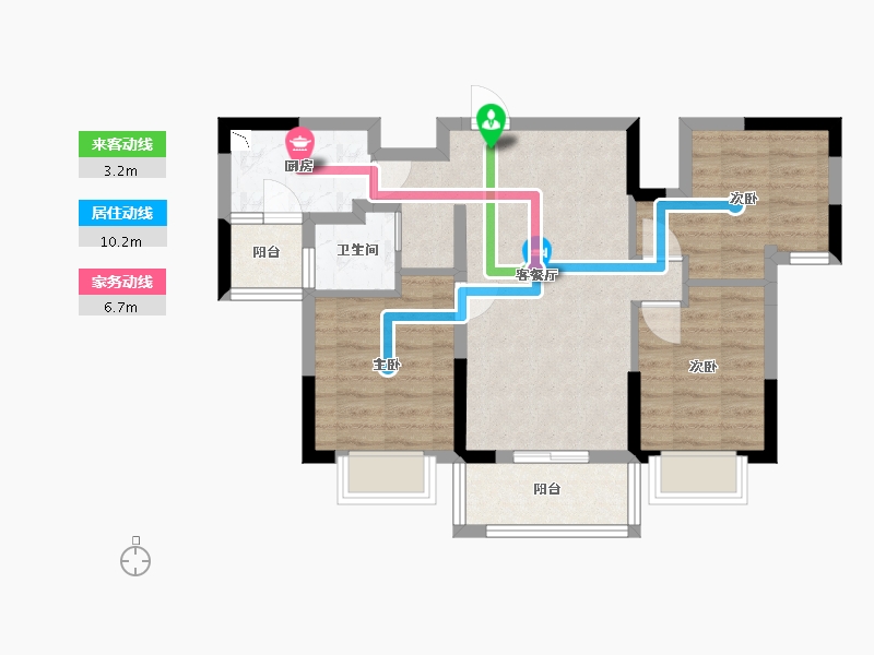 广东省-东莞市-腾龙名轩-65.32-户型库-动静线