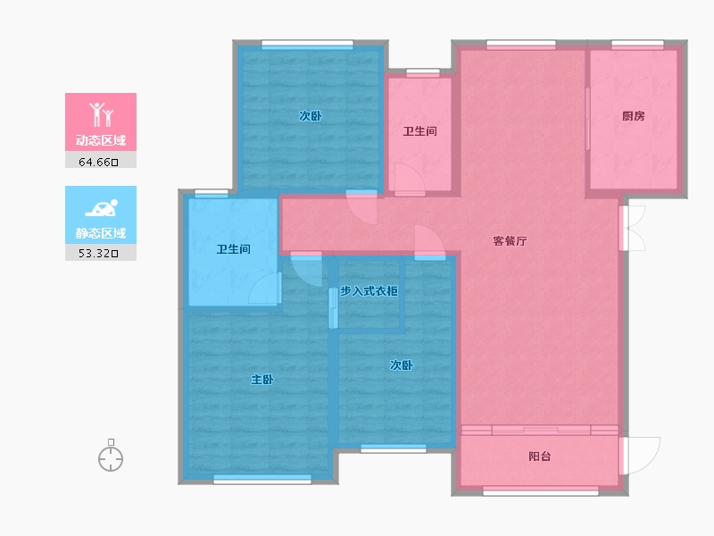 河南省-驻马店市-置地上林苑-106.02-户型库-动静分区