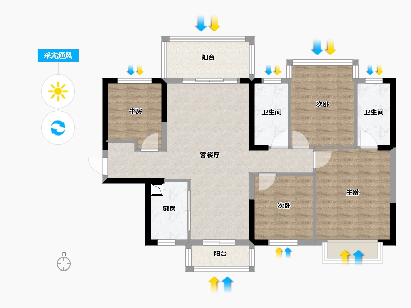 广西壮族自治区-南宁市-联发君悦-95.37-户型库-采光通风