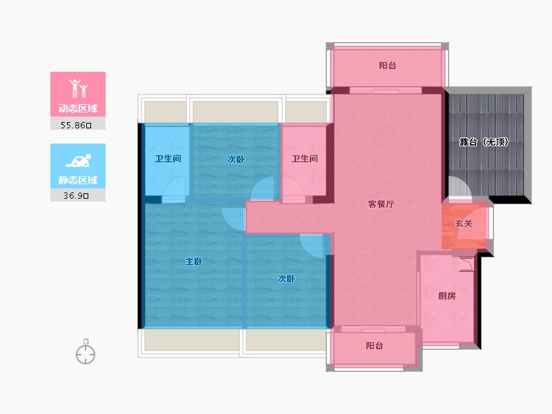 广东省-中山市-龙光·玖誉府-92.26-户型库-动静分区