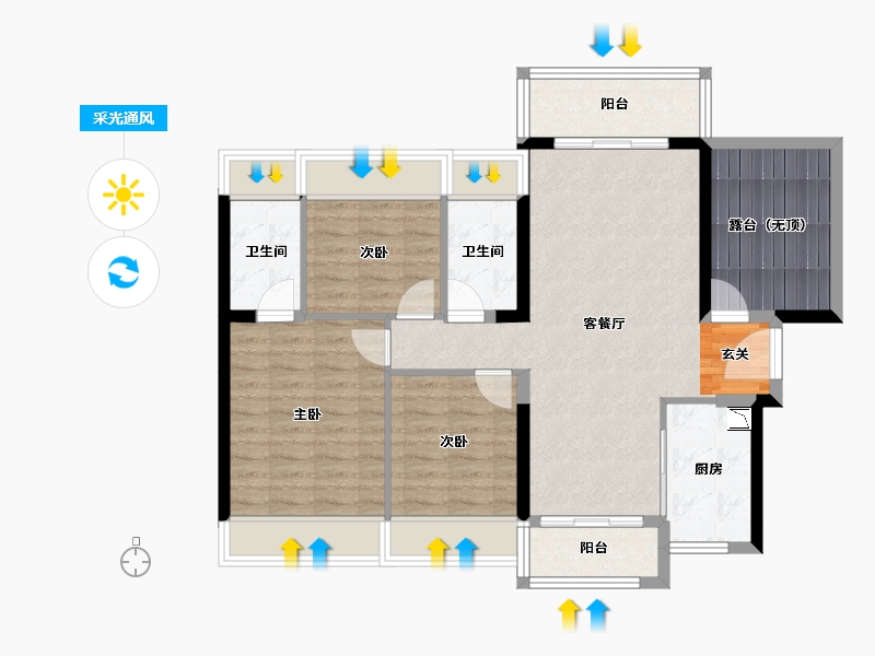 广东省-中山市-龙光·玖誉府-92.26-户型库-采光通风