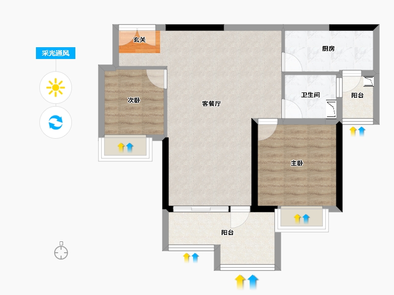 广东省-中山市-利和文华里-69.94-户型库-采光通风