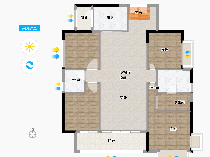 广东省-中山市-华鸿璟悦轩-117.00-户型库-采光通风