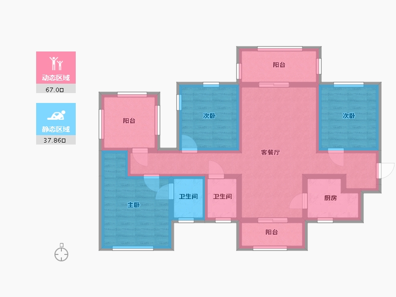 广西壮族自治区-南宁市-武鸣彰泰滨江学府-90.91-户型库-动静分区