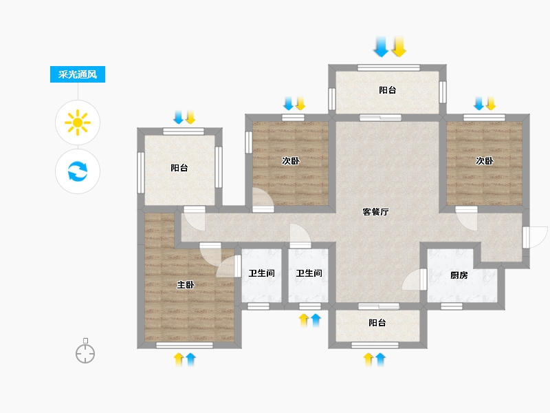 广西壮族自治区-南宁市-武鸣彰泰滨江学府-90.91-户型库-采光通风