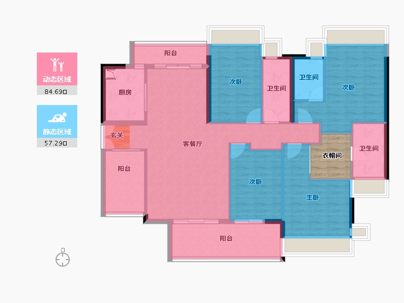 广东省-中山市-华鸿璟悦轩-133.29-户型库-动静分区