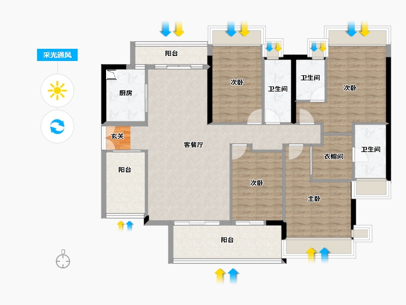 广东省-中山市-华鸿璟悦轩-133.29-户型库-采光通风