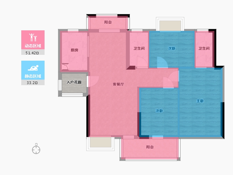 广东省-东莞市-腾龙名悦公馆-77.80-户型库-动静分区