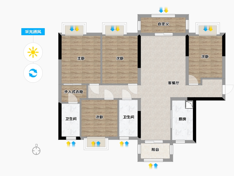 广西壮族自治区-南宁市-江山御景2期-105.12-户型库-采光通风