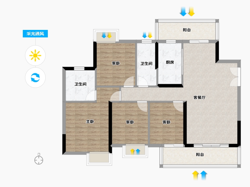 广西壮族自治区-南宁市-兴进珺府-110.04-户型库-采光通风