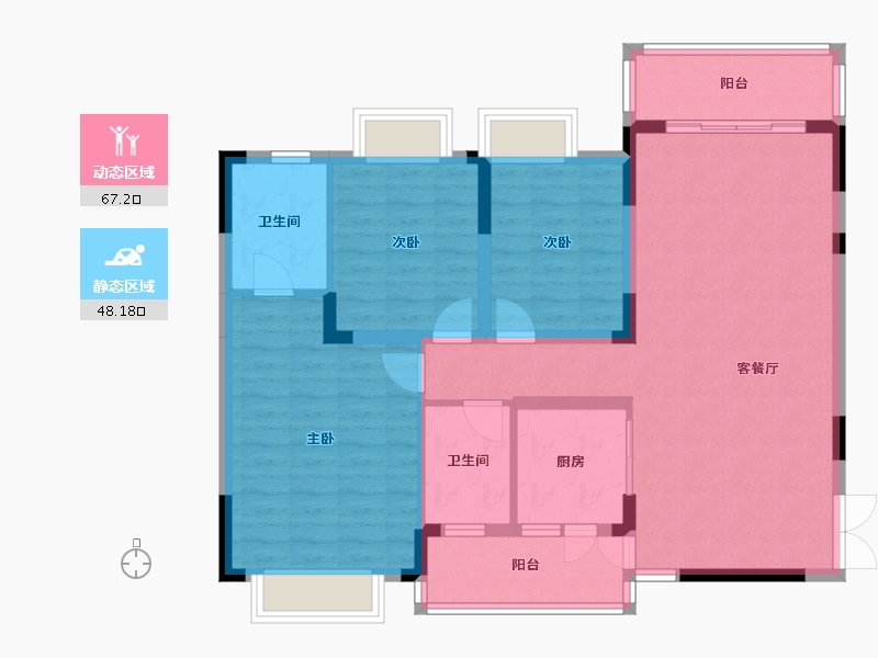 广西壮族自治区-南宁市-振业邕江雅苑-103.96-户型库-动静分区