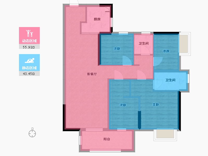 广西壮族自治区-南宁市-中国铁建西派澜岸-88.17-户型库-动静分区