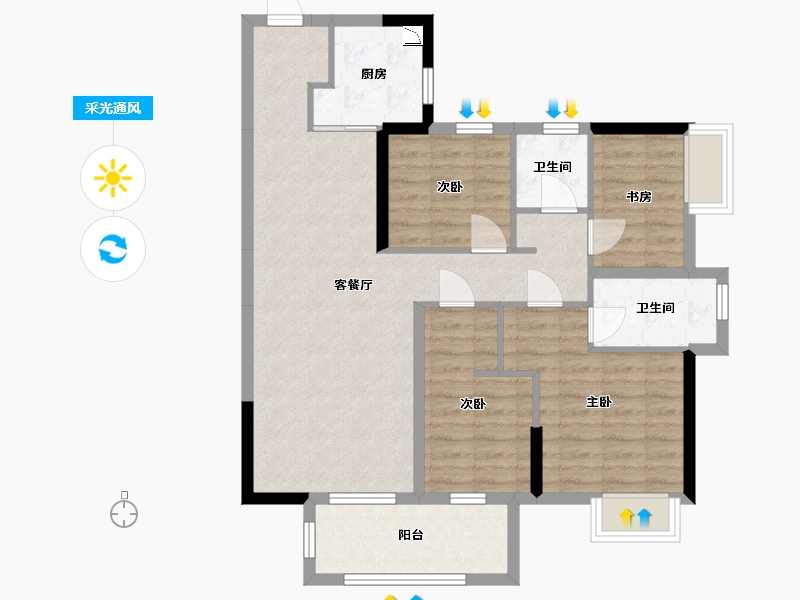 广西壮族自治区-南宁市-中国铁建西派澜岸-88.17-户型库-采光通风