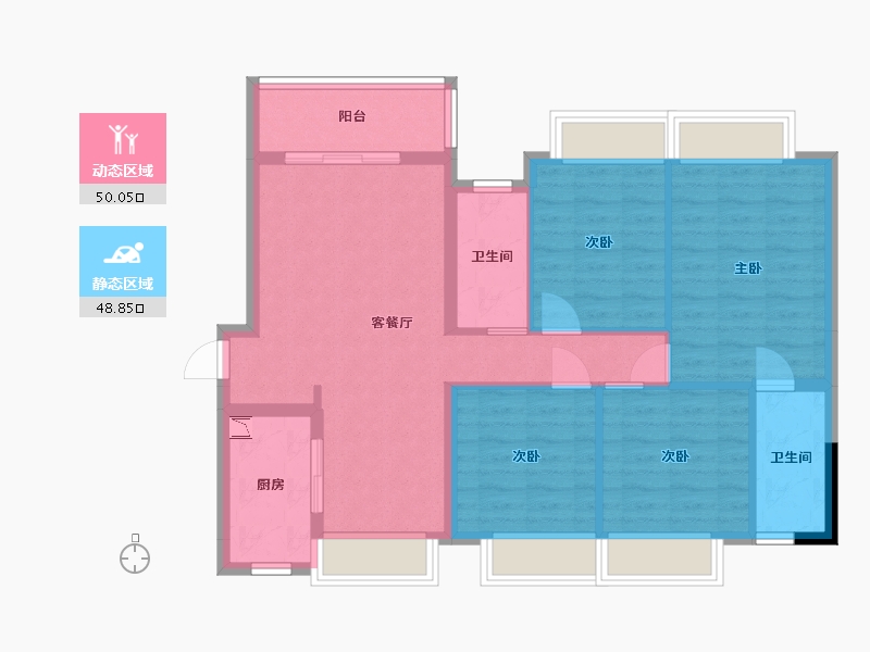 广东省-东莞市-虎门滨海城-88.59-户型库-动静分区