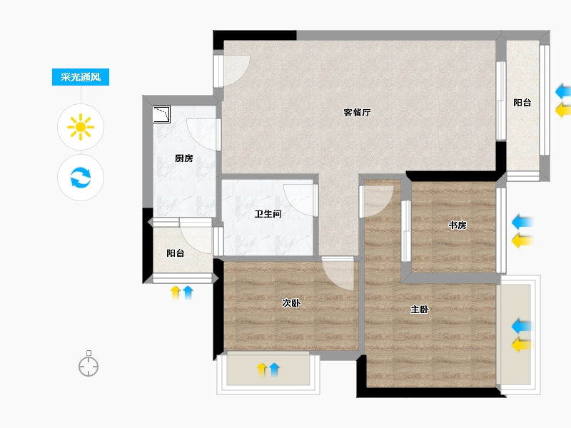 广西壮族自治区-南宁市-东盟华府-60.58-户型库-采光通风