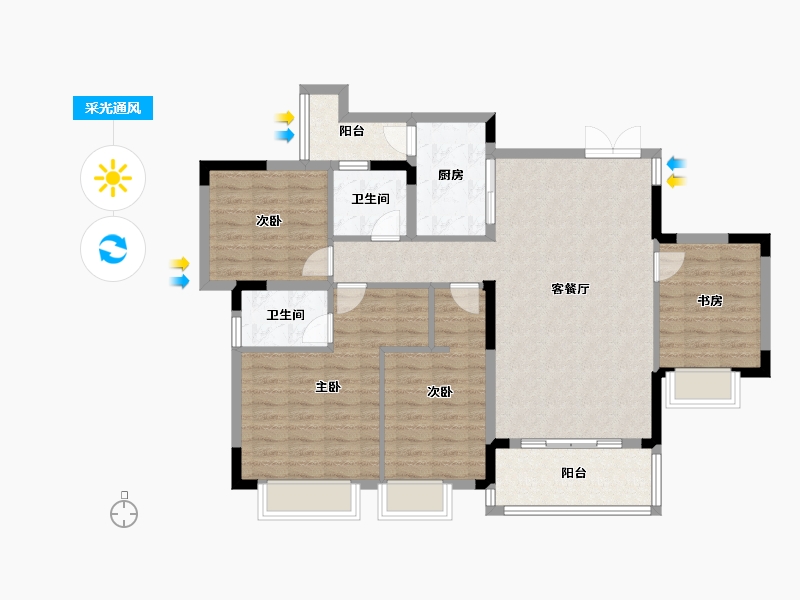 广西壮族自治区-南宁市-振业邕江雅苑-109.07-户型库-采光通风