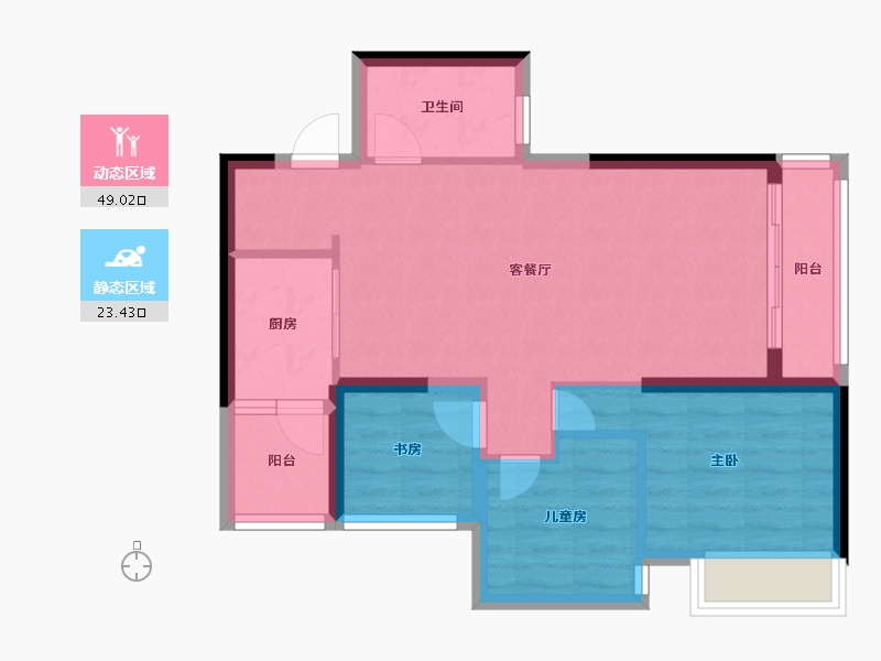 广西壮族自治区-南宁市-东盟华府-64.32-户型库-动静分区