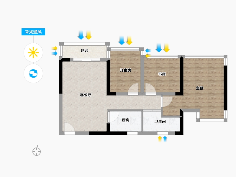 广西壮族自治区-南宁市-东盟华府-63.19-户型库-采光通风