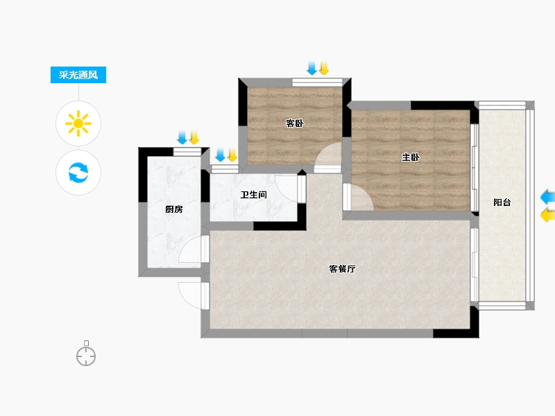 广西壮族自治区-南宁市-九宸府-59.29-户型库-采光通风