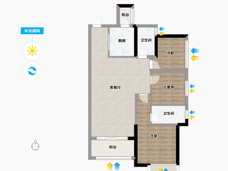 广西壮族自治区-南宁市-东盟华府-69.58-户型库-采光通风