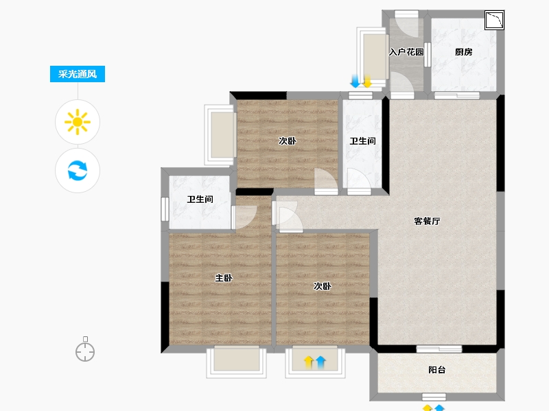 广西壮族自治区-北海市-龙门馨园-93.36-户型库-采光通风