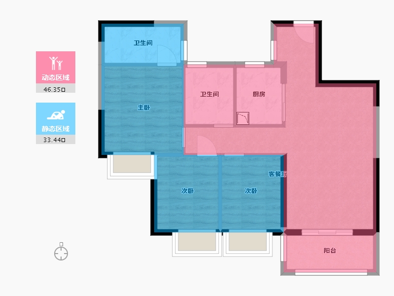 广东省-东莞市-中洲里程花园-71.05-户型库-动静分区