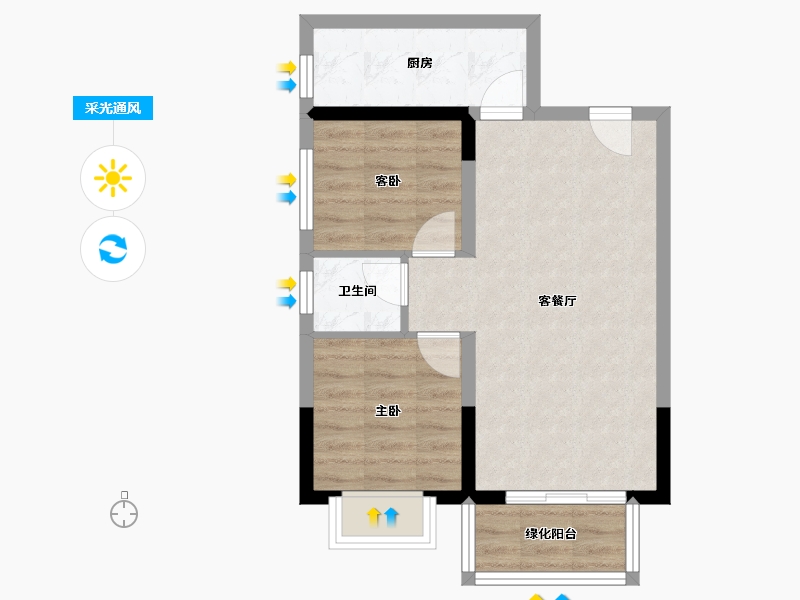 广西壮族自治区-南宁市-轨道御水雅居-51.99-户型库-采光通风