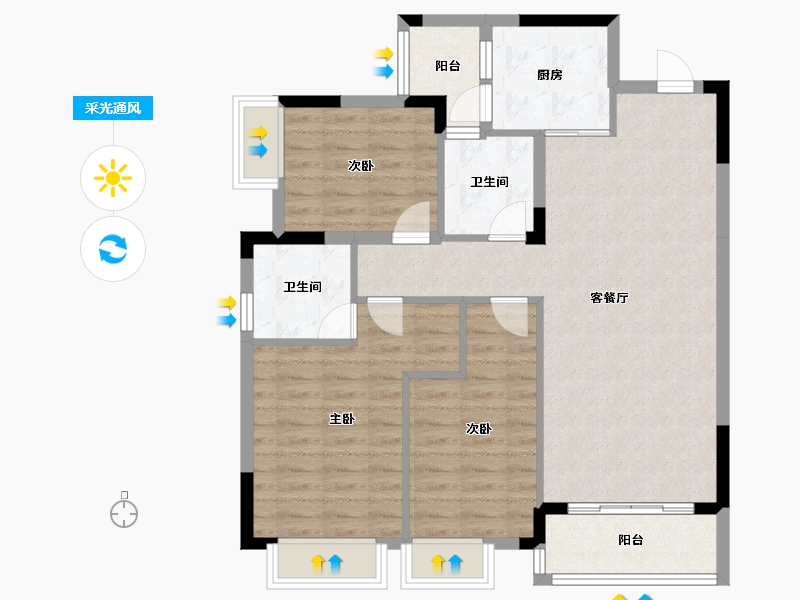 广西壮族自治区-南宁市-振业邕江雅苑-93.80-户型库-采光通风