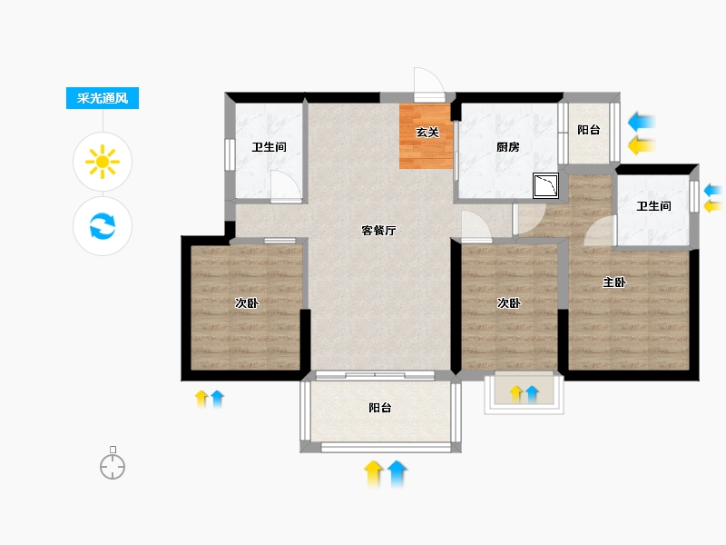 广东省-东莞市-嘉宏锦时-78.96-户型库-采光通风