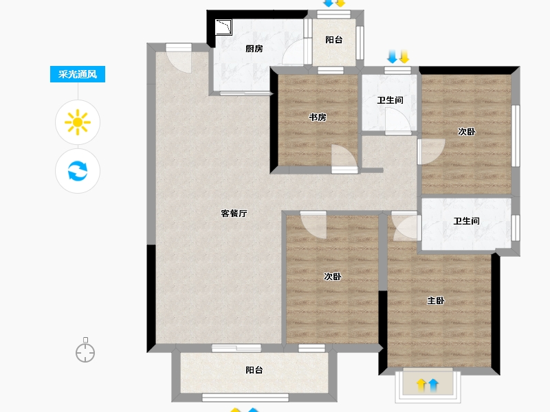 广西壮族自治区-南宁市-江山御景2期-97.36-户型库-采光通风