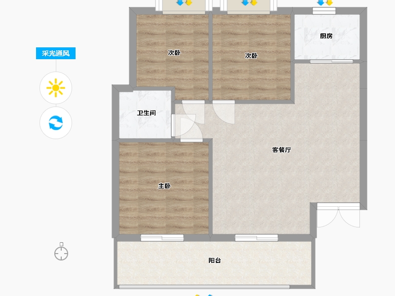 广西壮族自治区-北海市-中金海湾壹号-71.00-户型库-采光通风