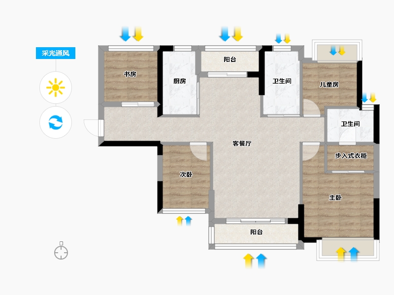 广西壮族自治区-南宁市-东盟华府-84.34-户型库-采光通风