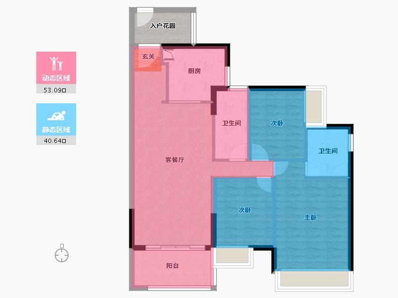 广东省-中山市-时代香海北岸-88.54-户型库-动静分区