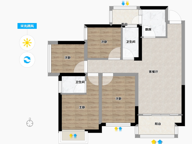 广西壮族自治区-南宁市-天誉花园-74.01-户型库-采光通风