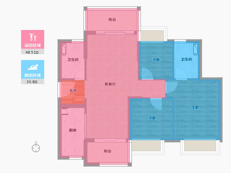 广东省-中山市-时代香海北岸-70.05-户型库-动静分区