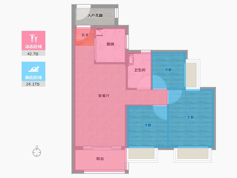 广东省-中山市-时代香海北岸-64.74-户型库-动静分区