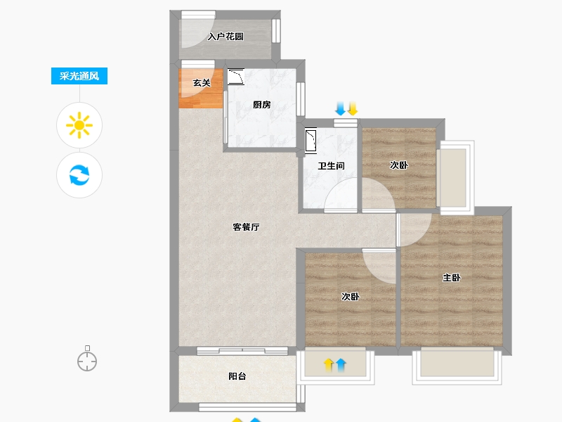 广东省-中山市-时代香海北岸-64.74-户型库-采光通风