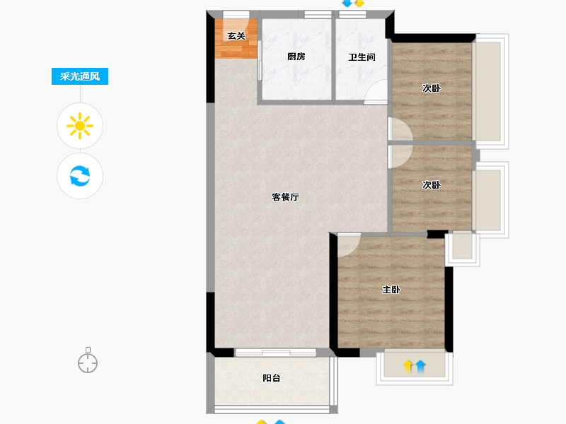 广东省-中山市-怡景湾-72.43-户型库-采光通风