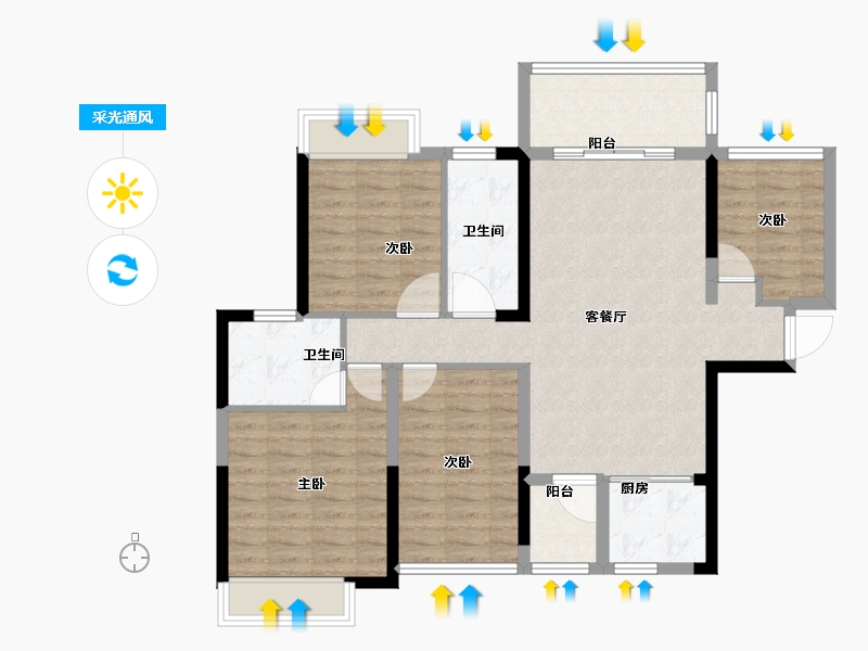 广西壮族自治区-南宁市-天誉花园-98.01-户型库-采光通风