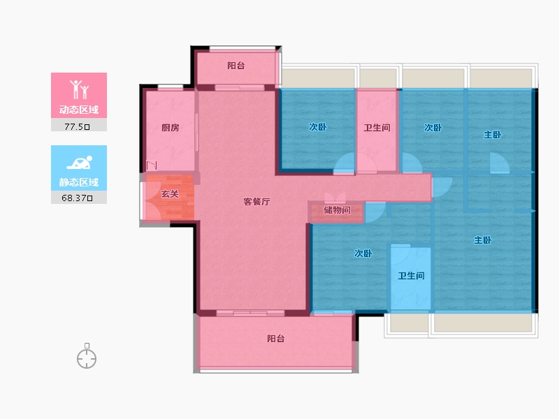 广东省-中山市-时代云来-131.86-户型库-动静分区