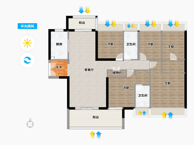 广东省-中山市-时代云来-131.86-户型库-采光通风