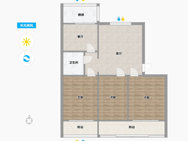 河南省-洛阳市-通用小区-91.89-户型库-采光通风