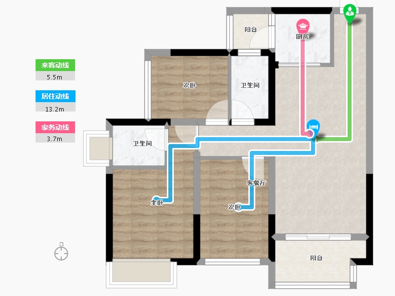 广西壮族自治区-南宁市-天誉花园-71.00-户型库-动静线