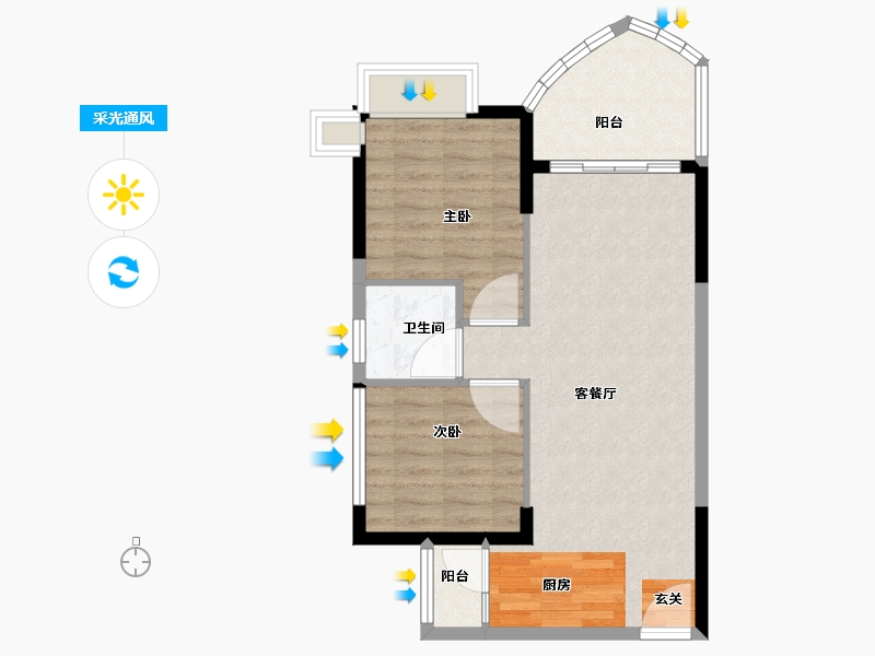 广东省-中山市-天明海怡湾-63.50-户型库-采光通风