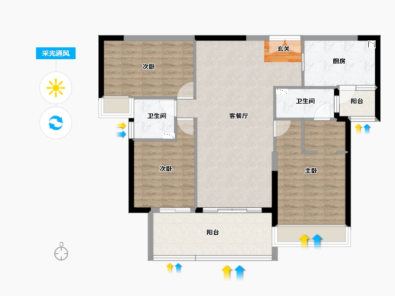 广东省-中山市-时代云来-102.45-户型库-采光通风