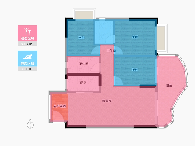 广东省-中山市-天明海怡湾-83.87-户型库-动静分区