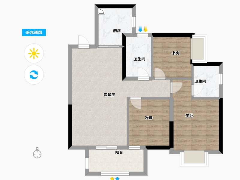 广西壮族自治区-南宁市-美的慧城-71.00-户型库-采光通风